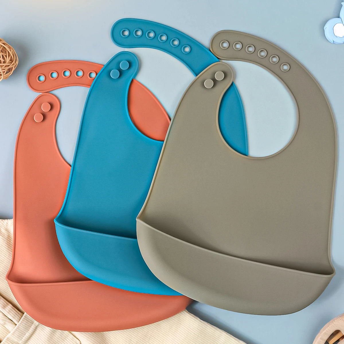 TYRY.HU 3pcs Waterproof Baby Bibs Baby Stuff Cute Kids Cartoon Bib Girl Boy Adjustable Soft Silicone Bib Baby Feeding Stuff