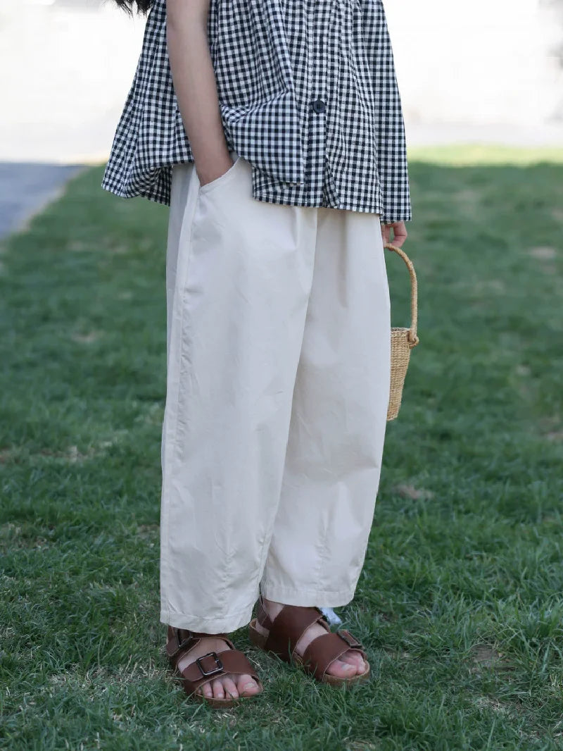 Girls Straight Pants Kids Loose Fit Casual Trousers Summer Wear Teen Mid-to-Big Children Thin Wide Leg Pants 5-14 Years