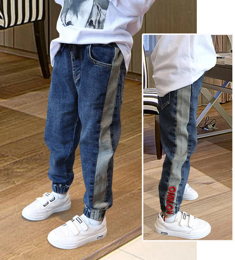 IENENS Kids Boys Jeans Fashion Clothes Classic Pants Denim Clothing Children Baby Boy Casual Bowboy Long Trousers 5-13Y