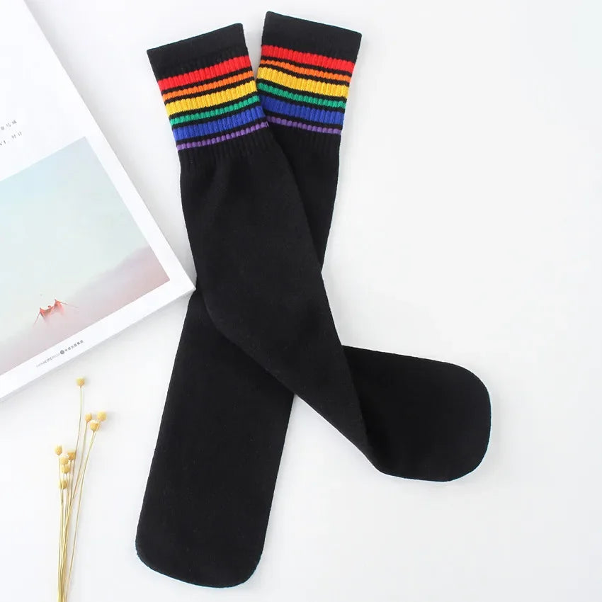 Kids Knee High Socks Boys Sports Football Stripes Cotton Sock Girls School Colorful Socks Skate Children Long Tube Leg Warm