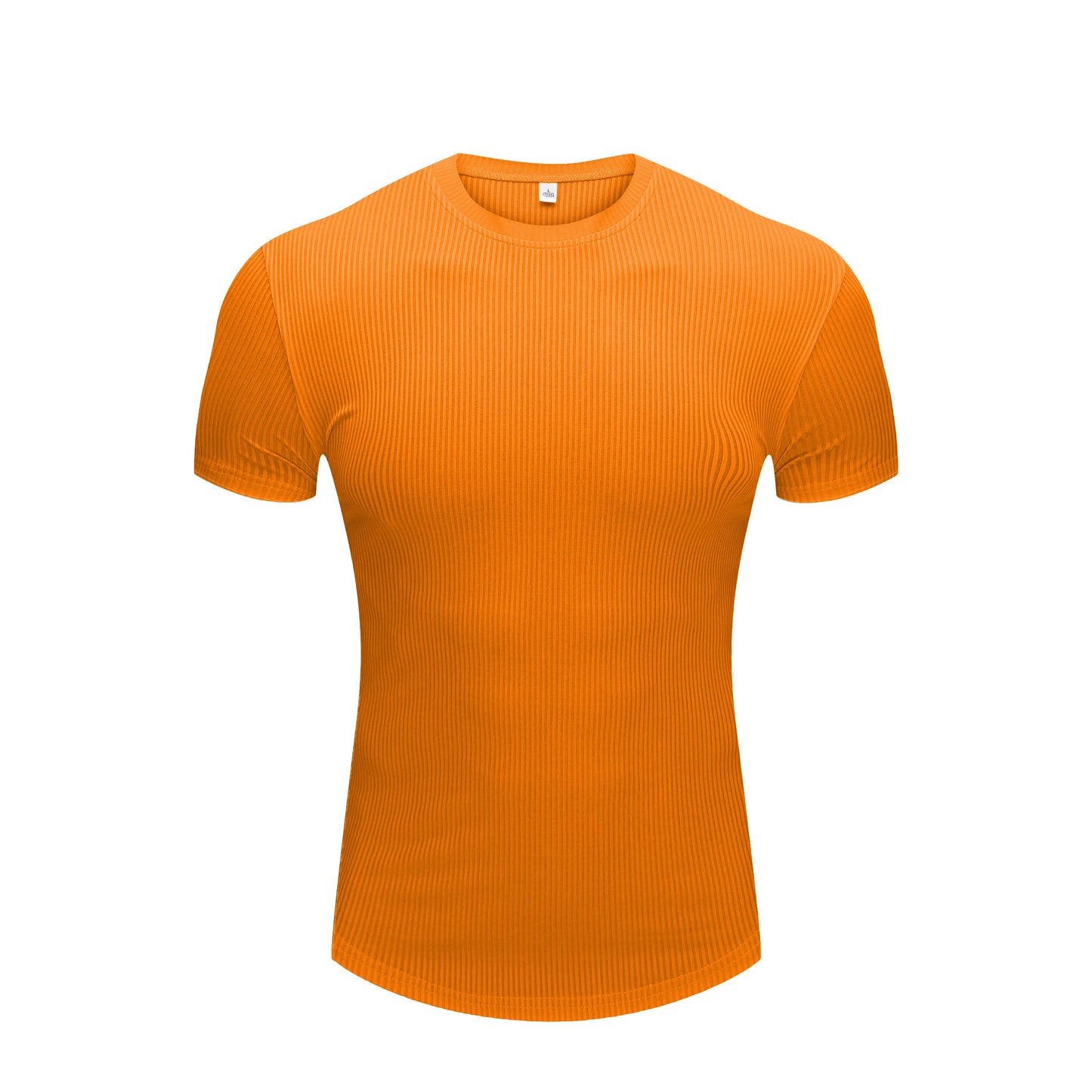 Men's Muscle Shirts Short Sleeve Casual Slim Fit Workout Tshirts Striped Curved Hem Light Weight Elastic