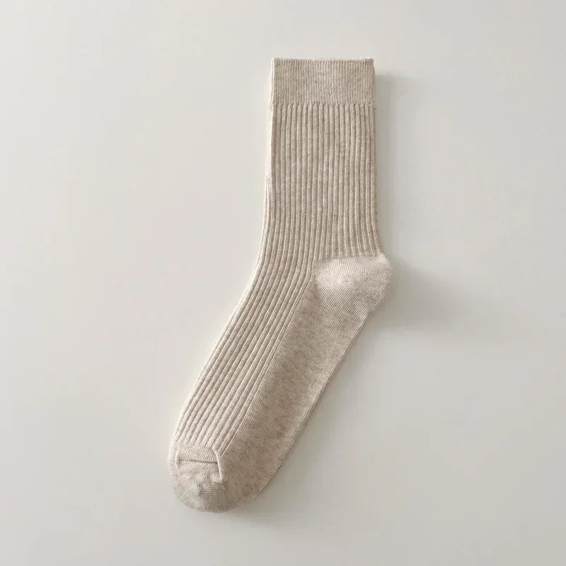 Mens Socks Casual Fashion Men Business Male Breathable Elastic Cotton Long Socks Solid Color Black Blue Gray SocksAutumn Winter