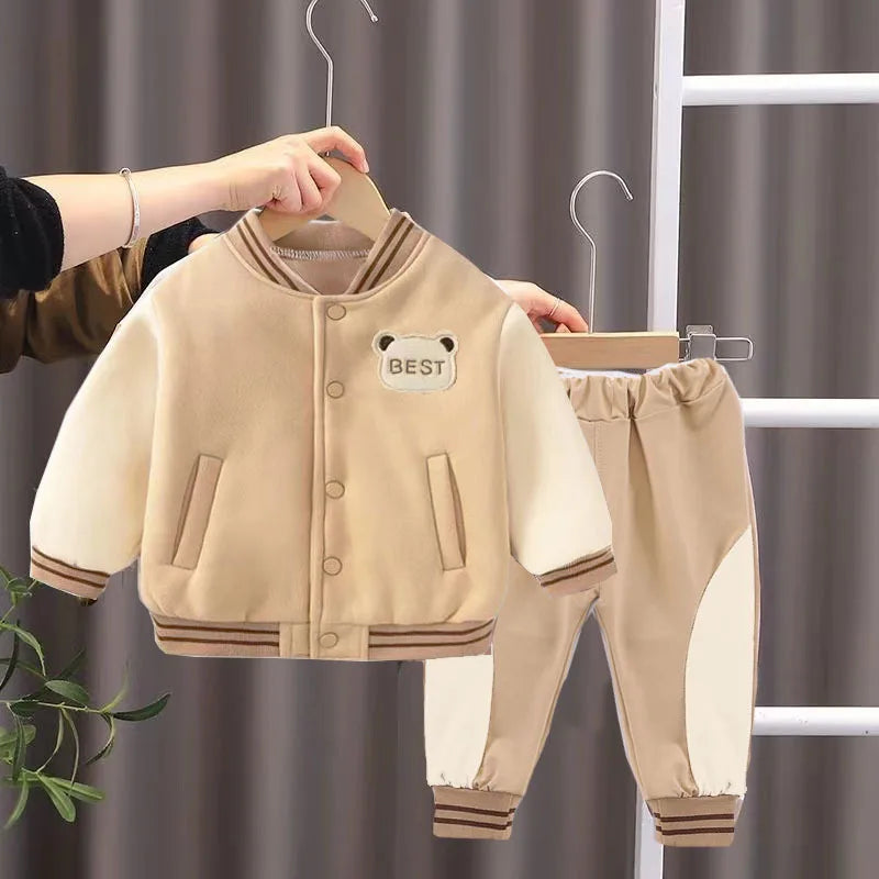 Boys Baseball Clothing Sets Kids Casual Sportwear Suit Girls Coats+Pants 2Pcs Spring Autumn Baby Thin Tracksuit Outfits 1-4 Year