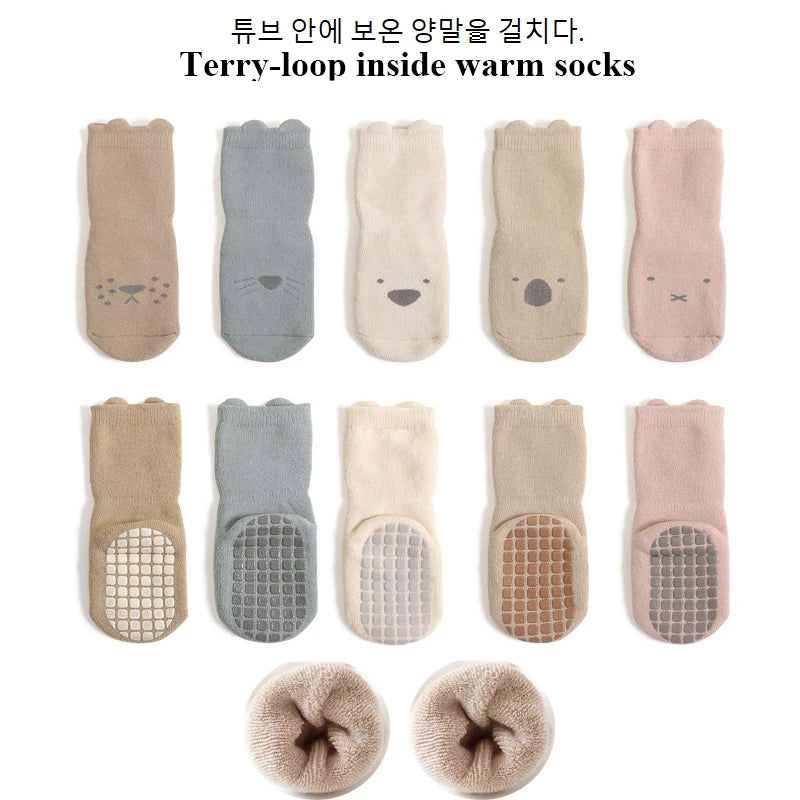 5 Pairs Infant Newborn Baby Anti-Slip Socks For Girls and Boys Accessories Toddler Cute Cartoon Floor Stockings