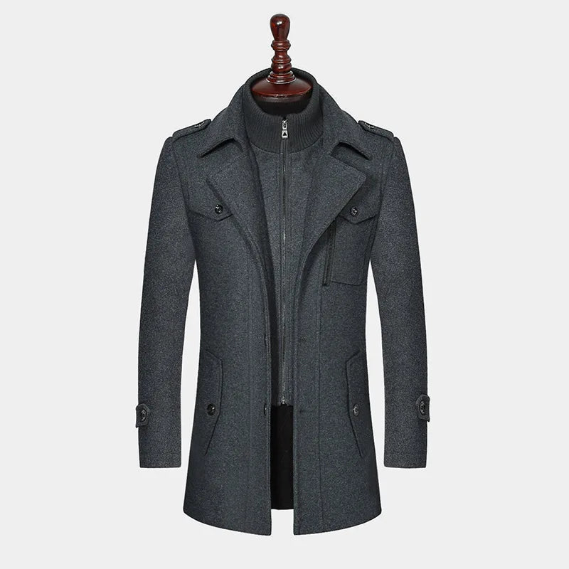 2026 Men's Fashion High-End Business Woolen Coat Atmosphere Long Thickened Wool Overcoat Autumn Winter Middle-Aged Stylish Coats