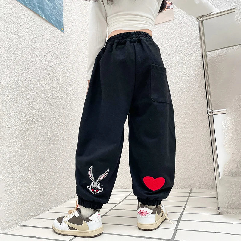 Girls Pants Spring Autumn Children's trousers Casual Pants Loose Sweatpants Cotton Joggers Pants for 4 5 6 7 8 9 10 11 12 Years