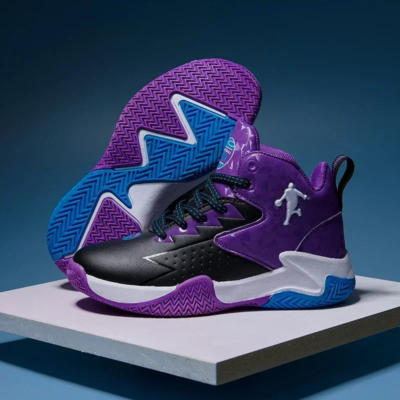 Boys Basketball Shoes High Quality Soft Top Thick Sole Non-slip Kids Sneakers Children Trainer Shoes Outdoor Boy Sport Basket