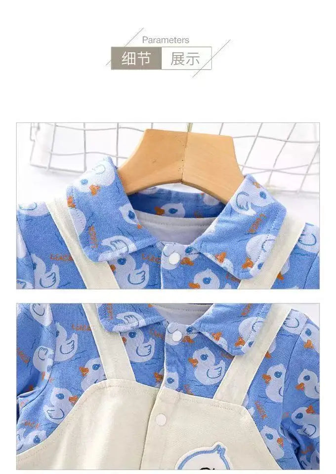 Spring Outfit for Baby Boys: Shirt And Pant Onesie Newborn Clothing Set for Outings