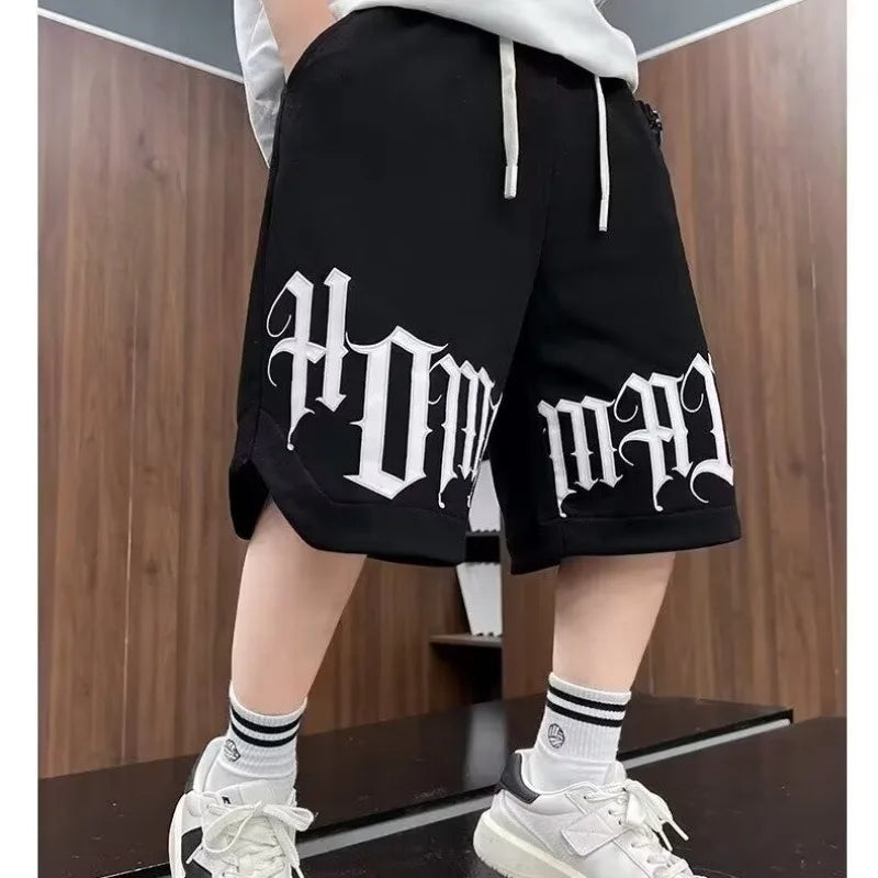 Loose Style Children Summer Shorts for Boy New Letter Print Short Pants Outdoor Casual Sports Shorts Korean Children's Clothing