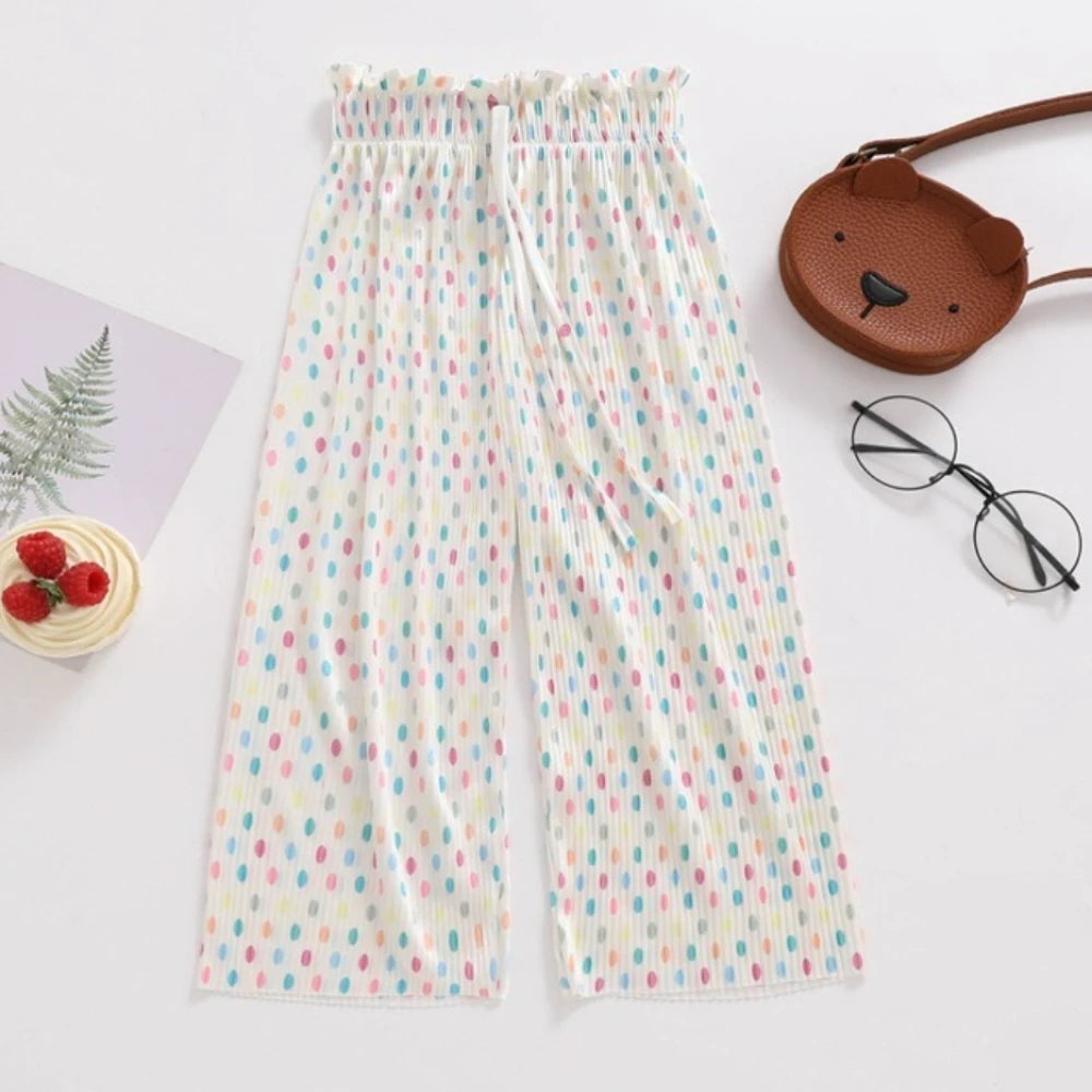Girls' Pants 2026 Summer New Korean Style Children Floral and Polka Dot Straight Pants Thin Kids Underwear Mosquito-proof Pants