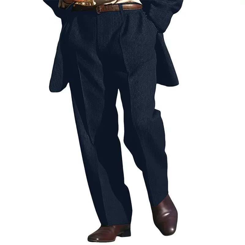 High-grade Men's Knitted Suit Pants Business Casual Loose Straight Dress Pants Fashion Streetwear Male Leisure Vacation Trousers