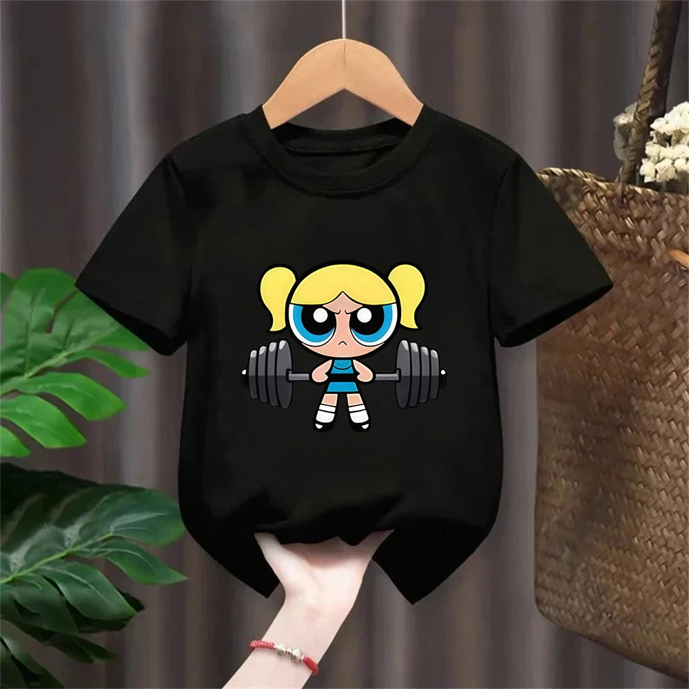 Girls Super Powerful Blouse Training Streetwear T-shirt Kids Shirt Academy Fitness T-shirt