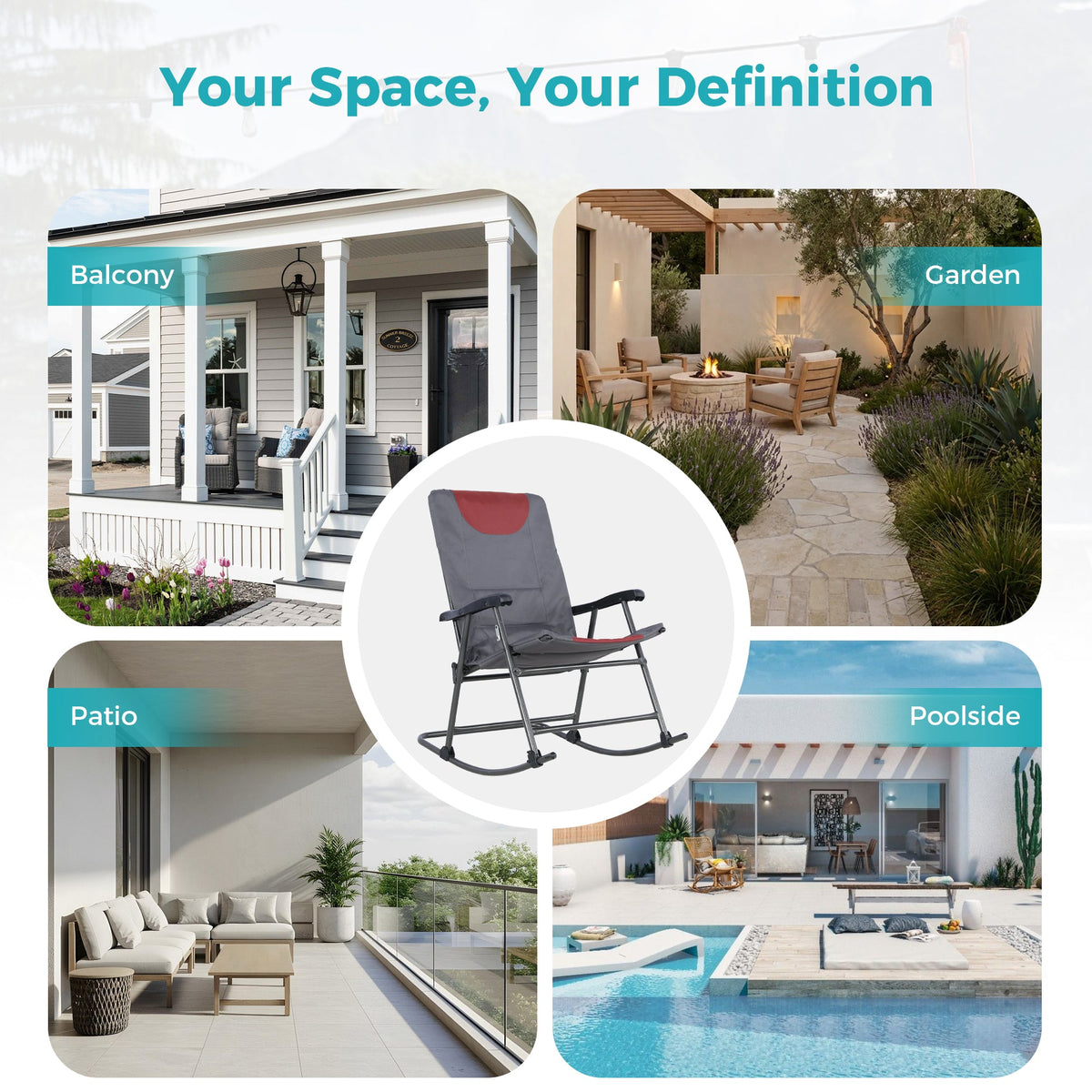 Ainfox Oversized Chair Folding Chair Rocking Chair Camping Chair Portable Chair Outdoor Chair Rocker Chair
