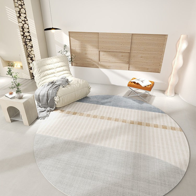 Round Cashmere Look Rug For The Bedroom Home Use