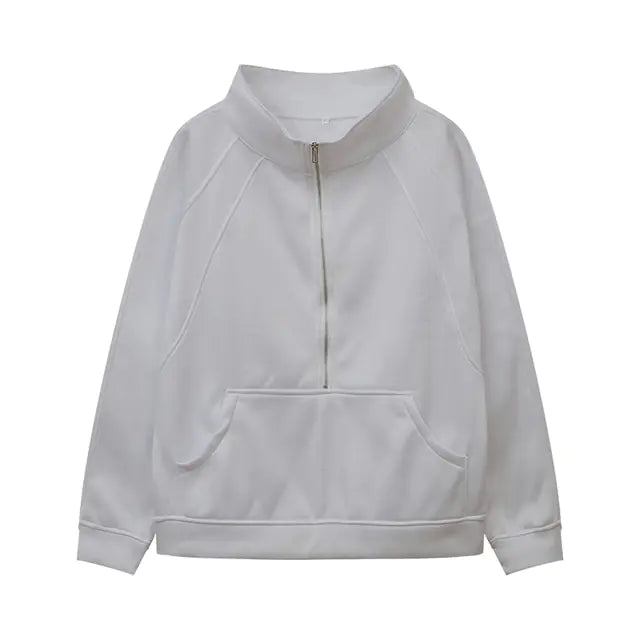 Autumn/Winter Women's Plush Half Zipper Sweatshirt