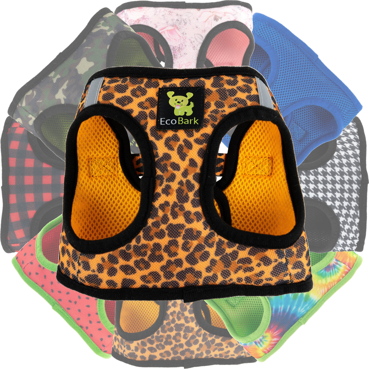 EcoBark Step In Dog Harness - Teacup & Small Breeds- Reflective Soft Mesh Harness for Teacup, Small Dogs and Puppies / Cheetah