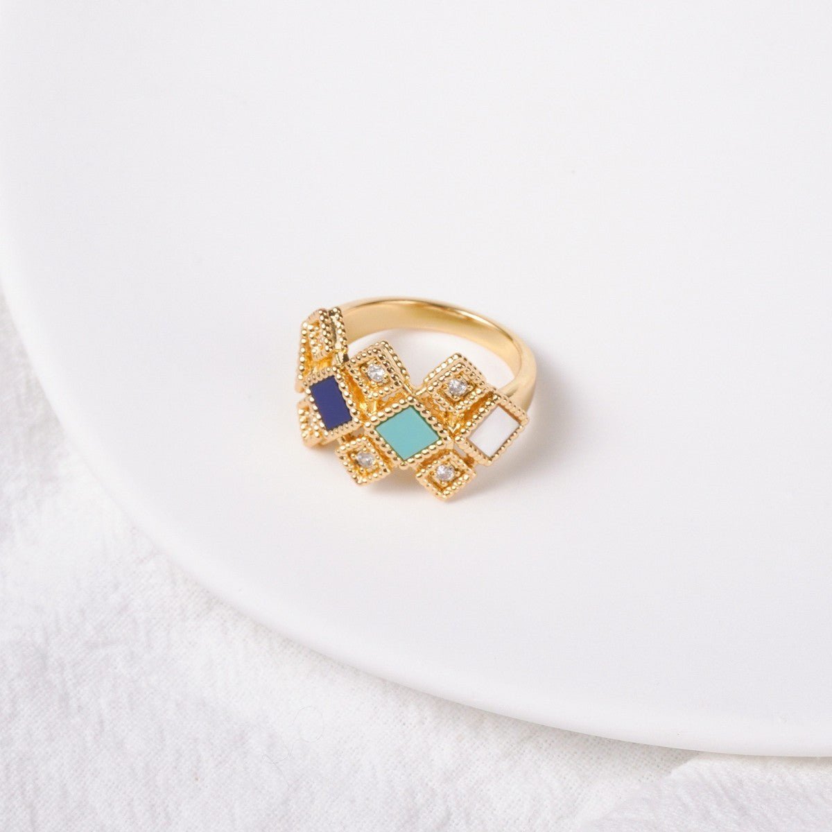 Celeste Geometric Gemstone Jewelry Set | Islamic Blue Stone Jewelry Set (MAC253)