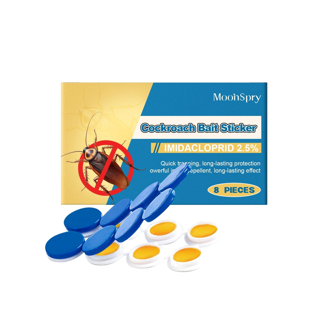 Moonspry Cockroach Killer Sticker 8 Pack – Targeted Indoor Roach Trap