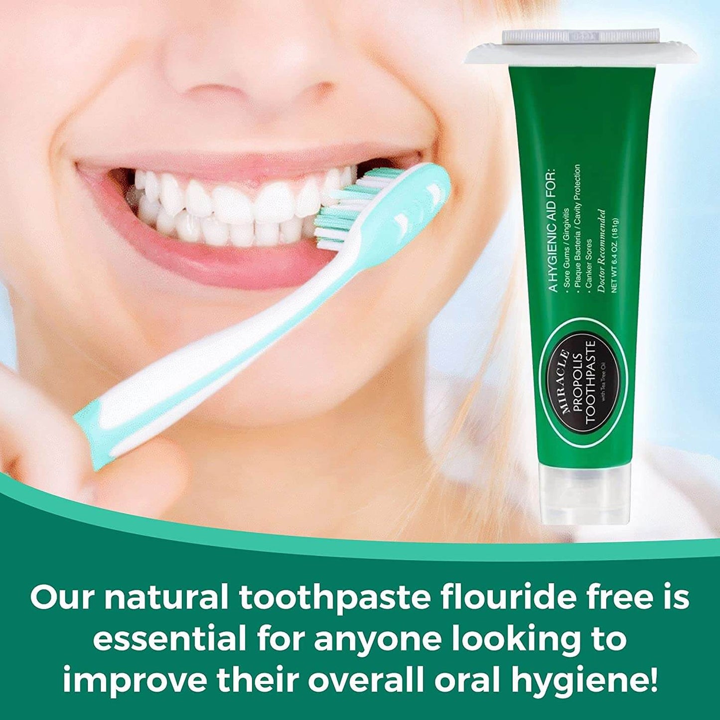 Miracle Propolis Toothpaste w/ Tea Tree Oil, Natural, No Fluoride FREE Shipping