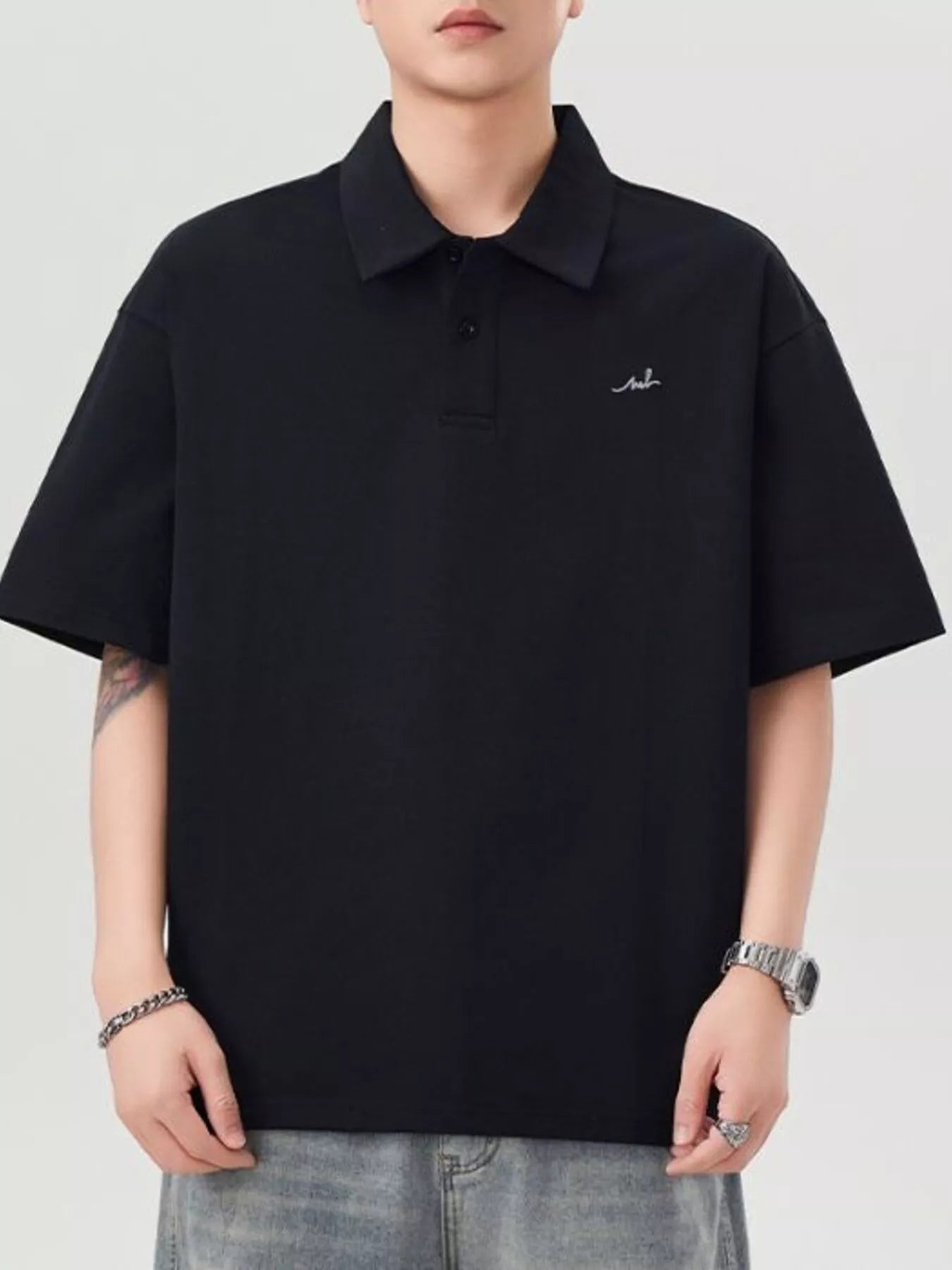 Men's Plus Size Button Detail Short Sleeve Polo
