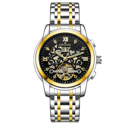 New Mens Large-rotor Skeleton Automatic Mechanical Watch