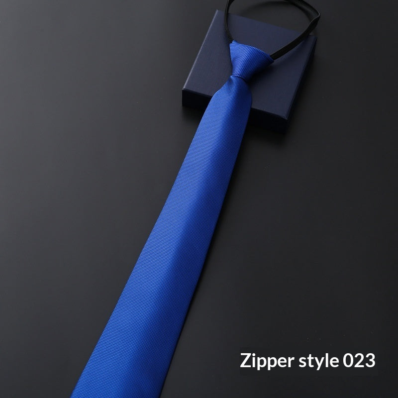 Mens Business Formal Zipper Tie With Blue Stripes