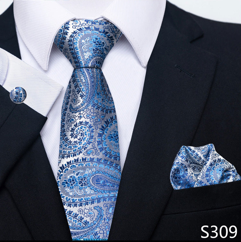 Men's Creative All-match Business Formal Wear Tie Scarf Cuff Buckle Set