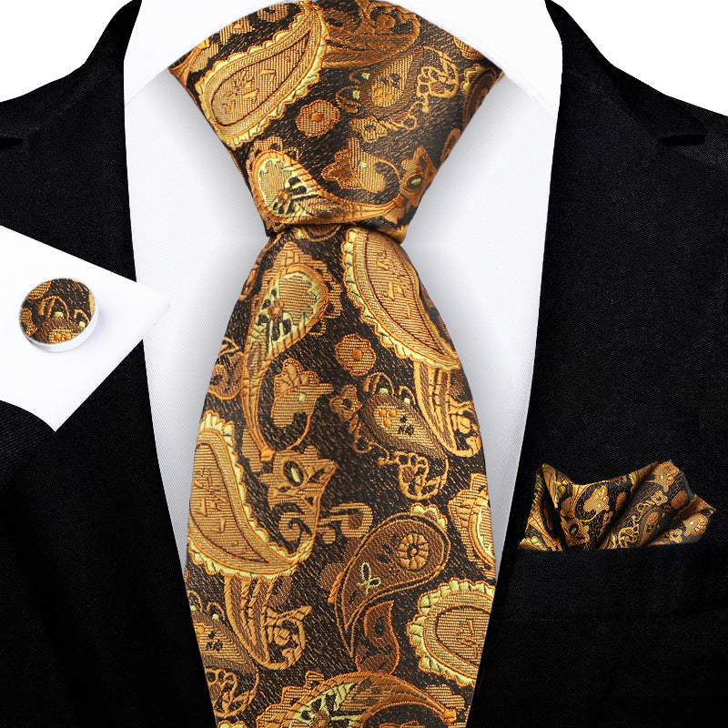 Jacquard-embroidered Cashew Flower Tie