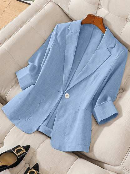 Women's Three-Quarter Sleeve Single-Button Casual Blazer