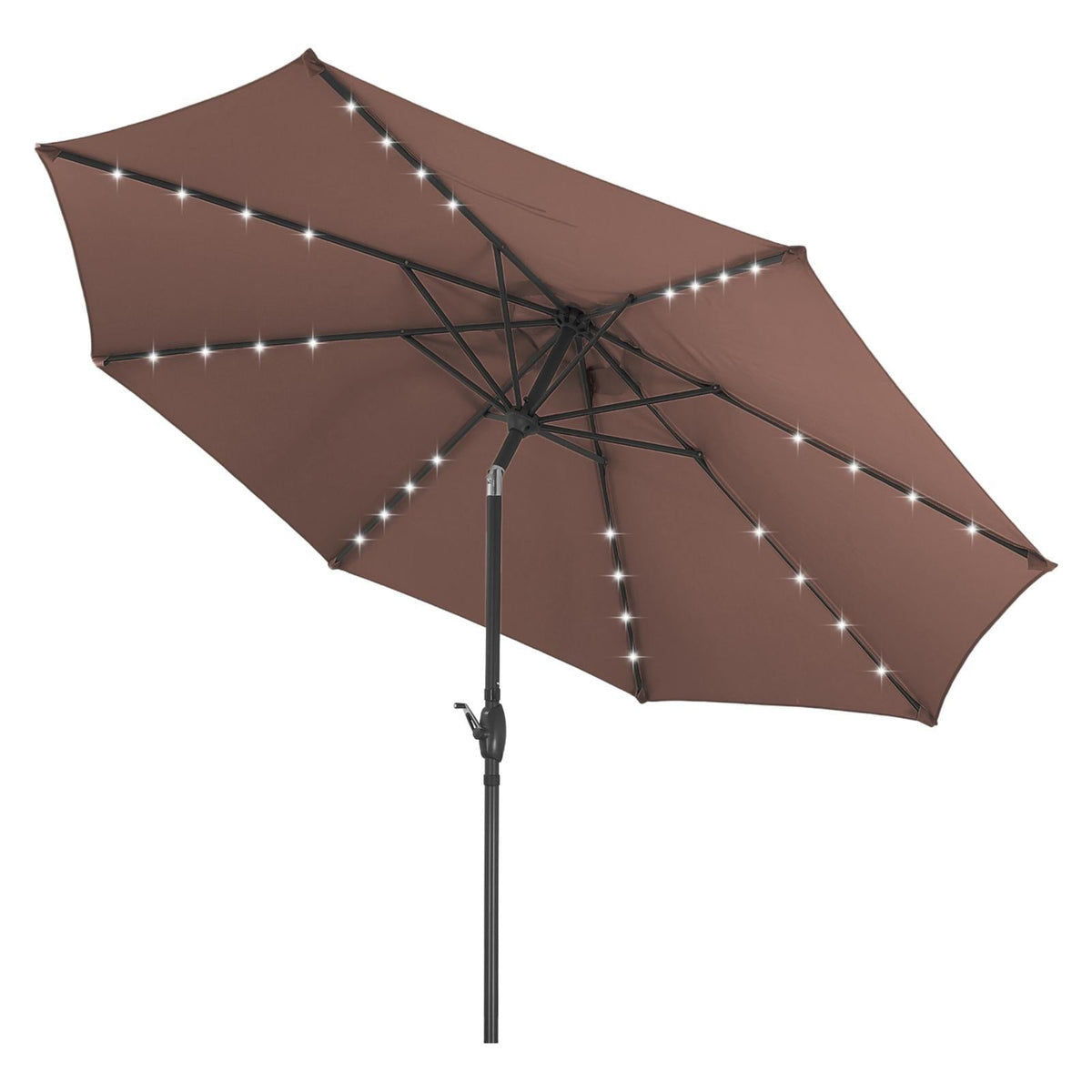 Ainfox 10ft Solar Patio Umbrella Outdoor Umbrella Market Umbrella for Backyard Deck Poolside With 32 LED Lights