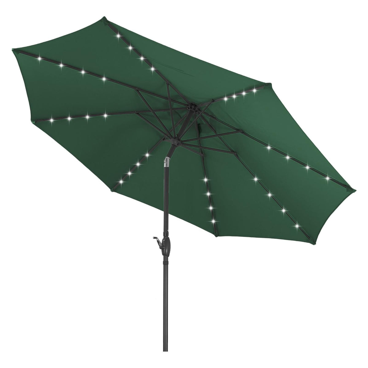 Ainfox 10ft Solar Patio Umbrella Outdoor Umbrella Market Umbrella for Backyard Deck Poolside With 32 LED Lights