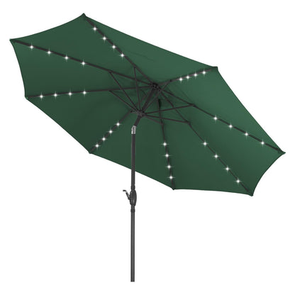 Ainfox 10ft Solar Patio Umbrella Outdoor Umbrella Market Umbrella for Backyard Deck Poolside With 32 LED Lights