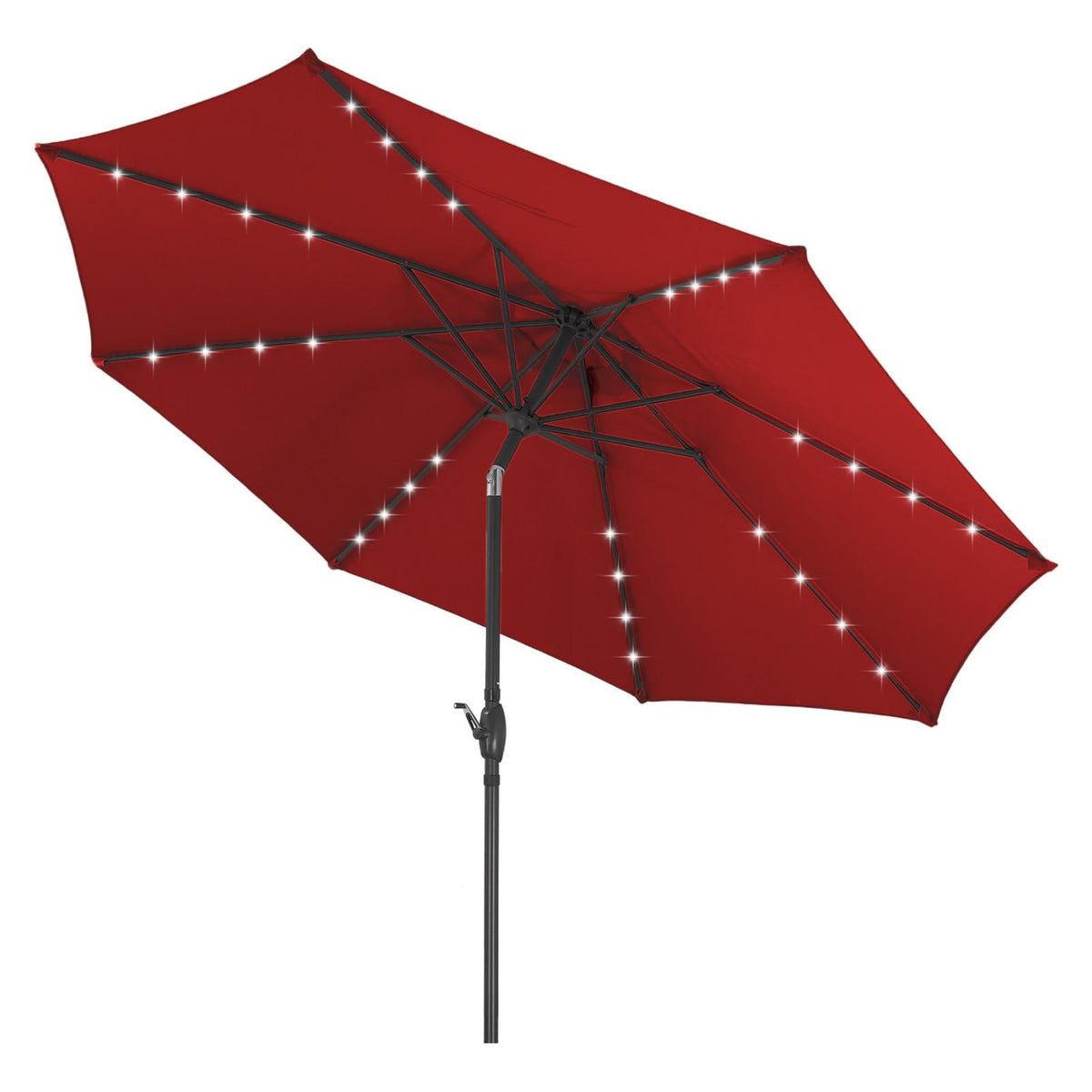 Ainfox 10ft Solar Patio Umbrella Outdoor Umbrella Market Umbrella for Backyard Deck Poolside With 32 LED Lights