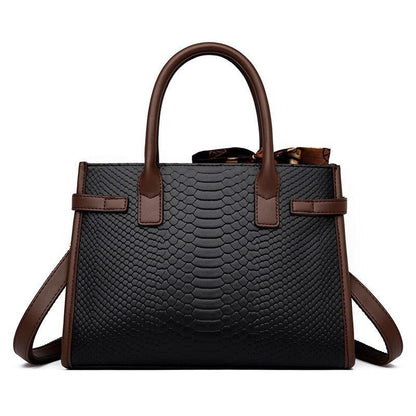 Serpent Luxe Snakeskin Handbag - Elegant Leather Commuter Bag for Stylish Women