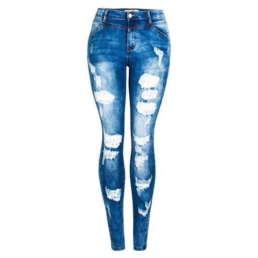 CurveFit Distressed Denim Jeans