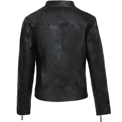 Black Leather Motorcycle Jacket | Stylish and Warm for Bikers & Nightlife