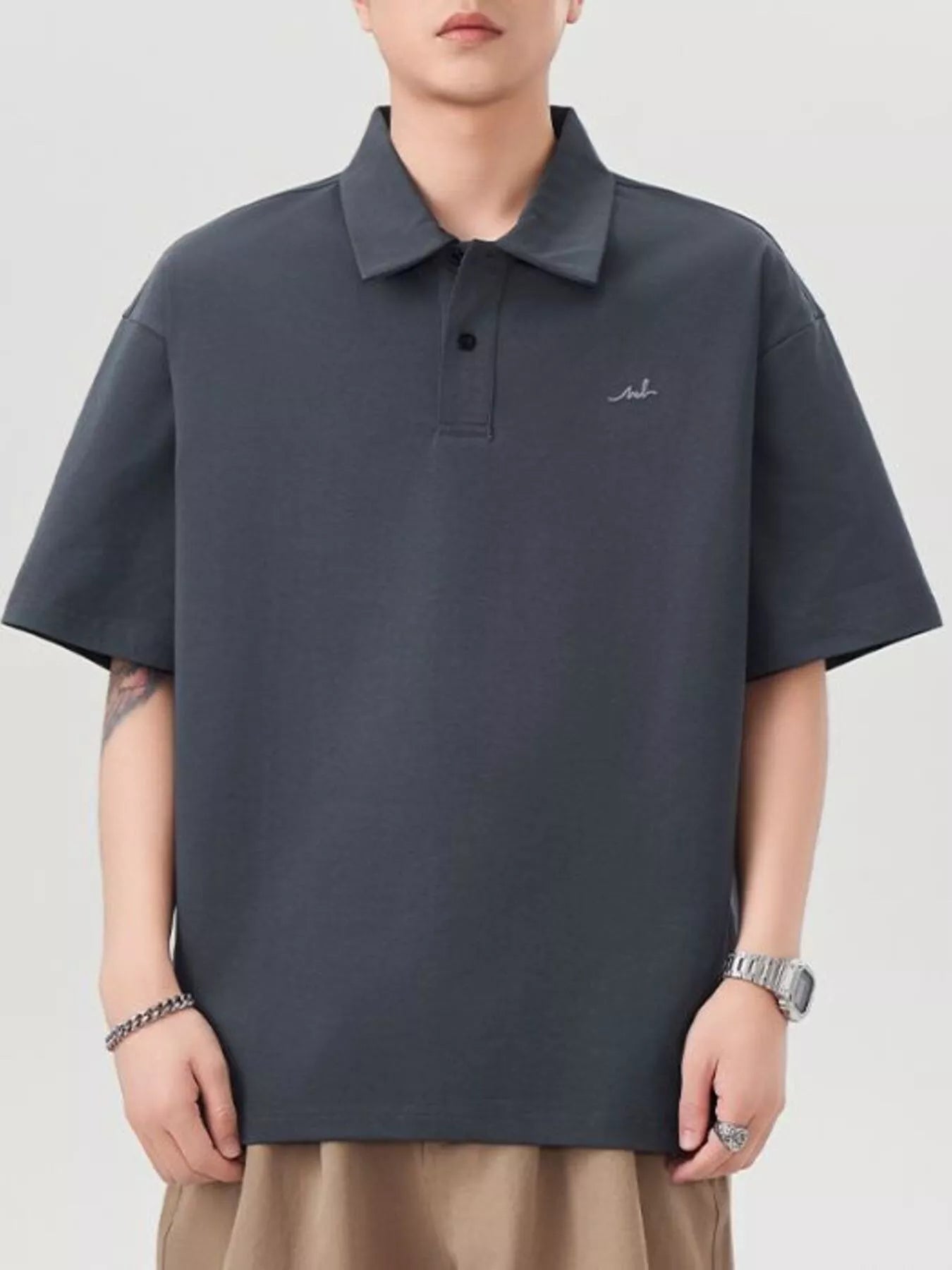 Men's Plus Size Button Detail Short Sleeve Polo