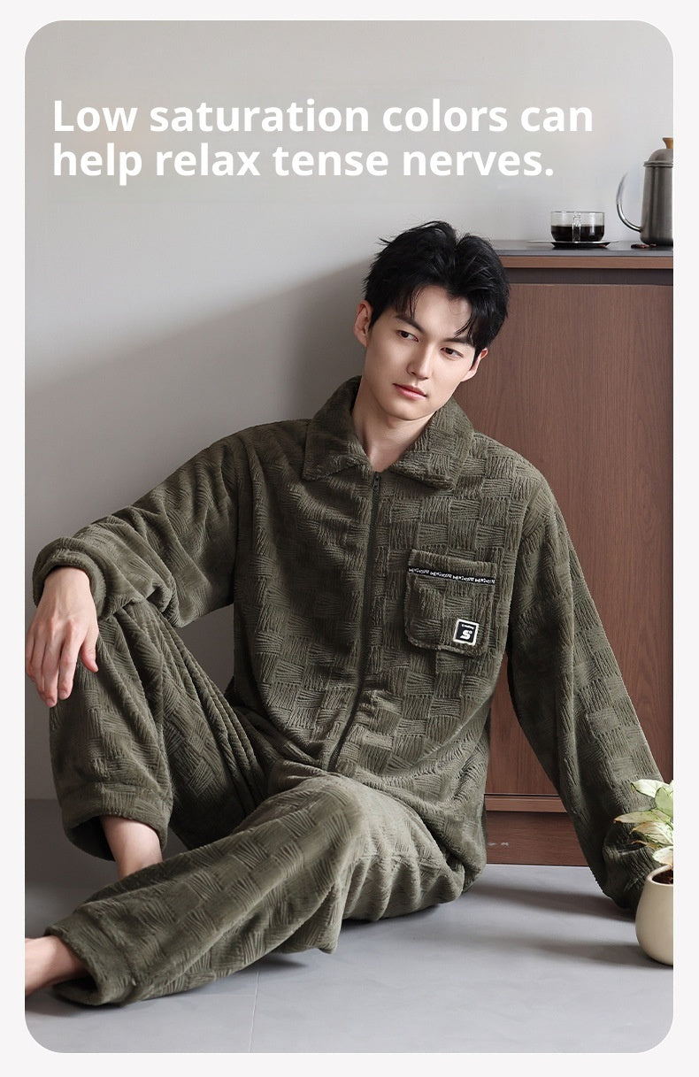 Men's Coral Velvet Pajamas Suit