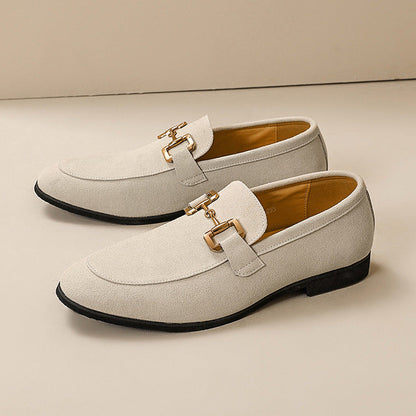 Mens Casual Leather Shoes With Metal Buckles