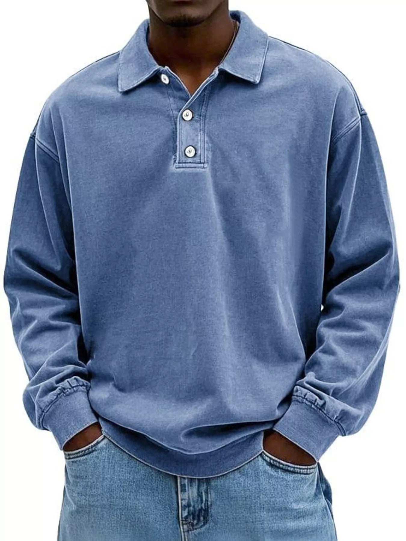 Men's Full Size Vintage Washed Long Sleeve Top Plus Size