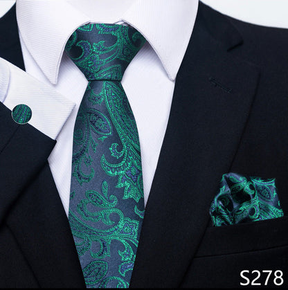 Men's Creative All-match Business Formal Wear Tie Scarf Cuff Buckle Set