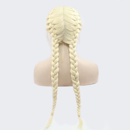 Long Section With Bangs Double Ponytail Fishbone Braid Wig