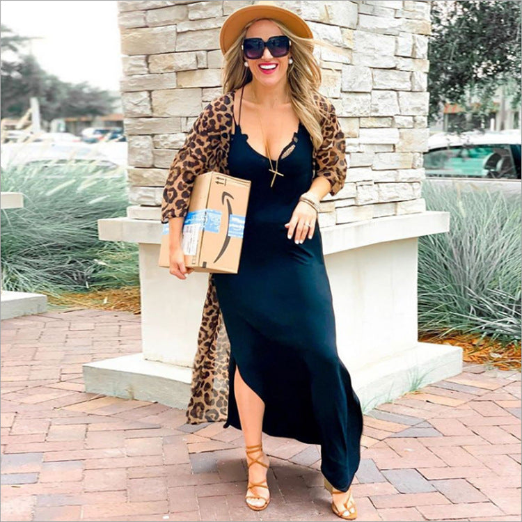 Chiffon Leopard Dot Bikini Cover-Up ¨C Sheer Resort Cardigan, Beach Kimono Sun Protection Dress