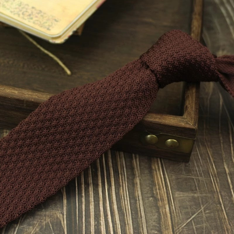 Narrow Woolen College Style Knitted Tie For Men And Women