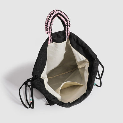 Retro denim travel backpack, drawstring women's backpack purse, casual small backpack women