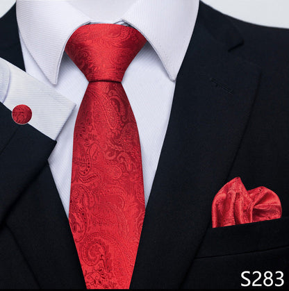 Men's Creative All-match Business Formal Wear Tie Scarf Cuff Buckle Set