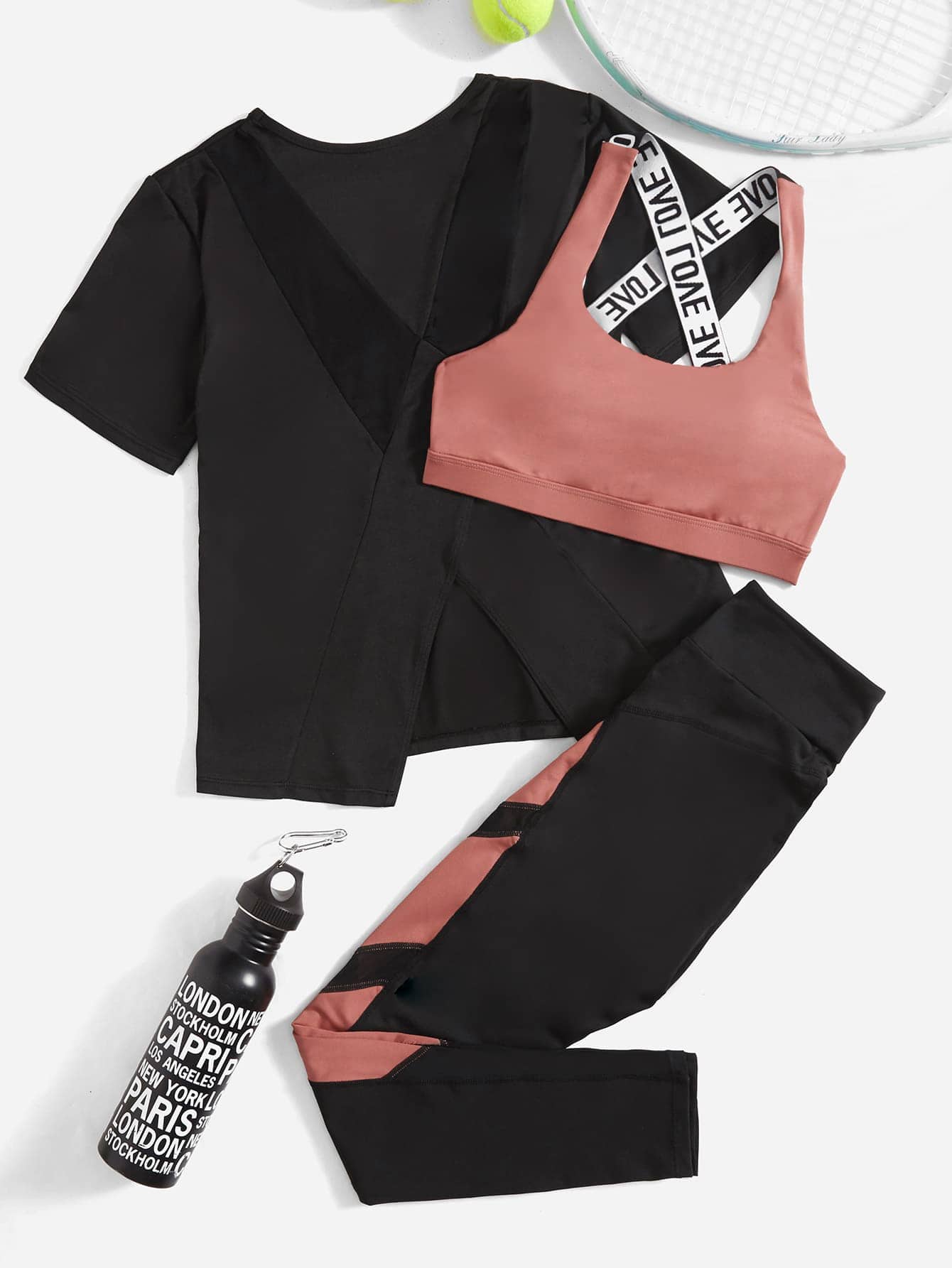 Sport Easify 3pcs/set Women's Letter Print Sports Suit