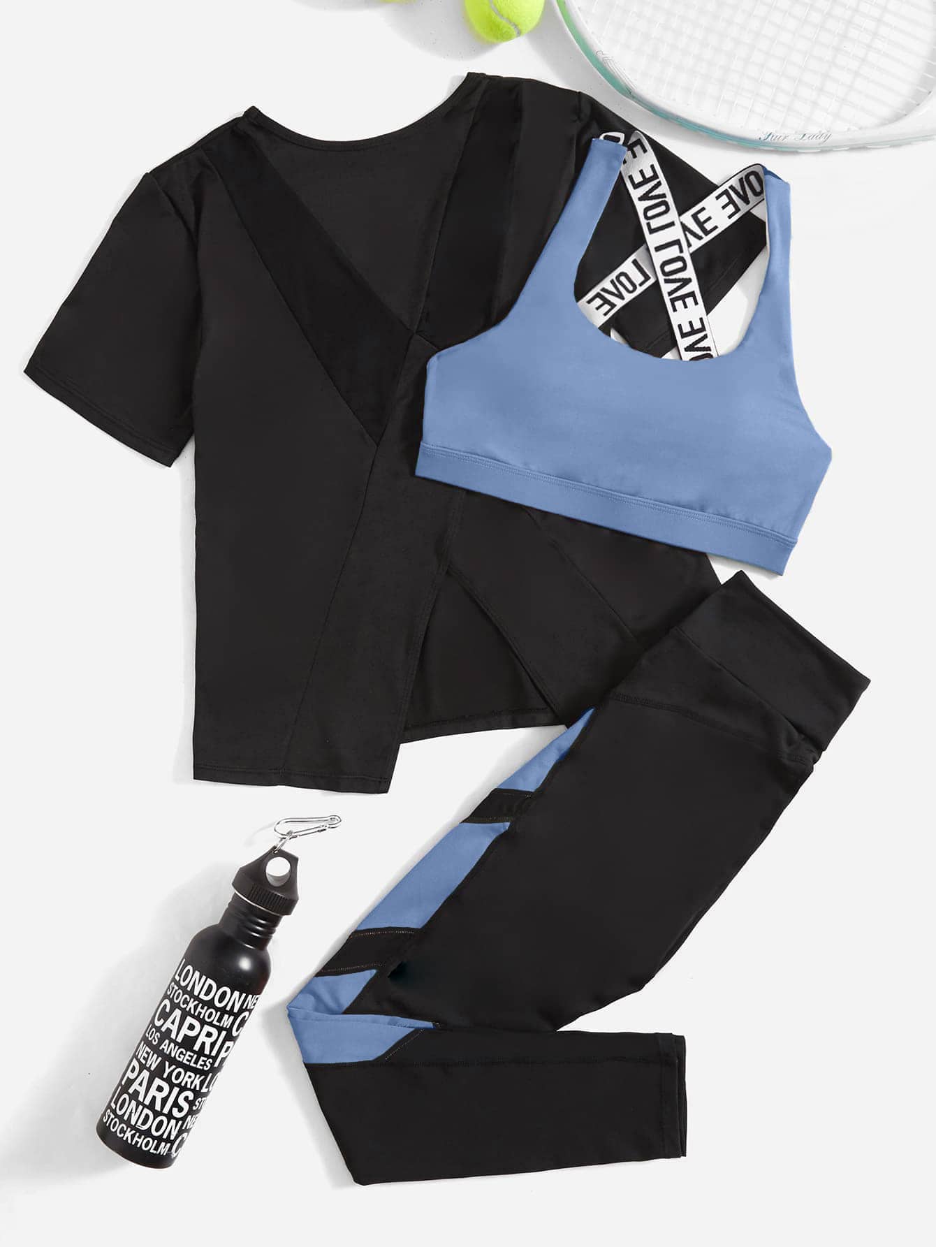 Sport Easify 3pcs/set Women's Letter Print Sports Suit