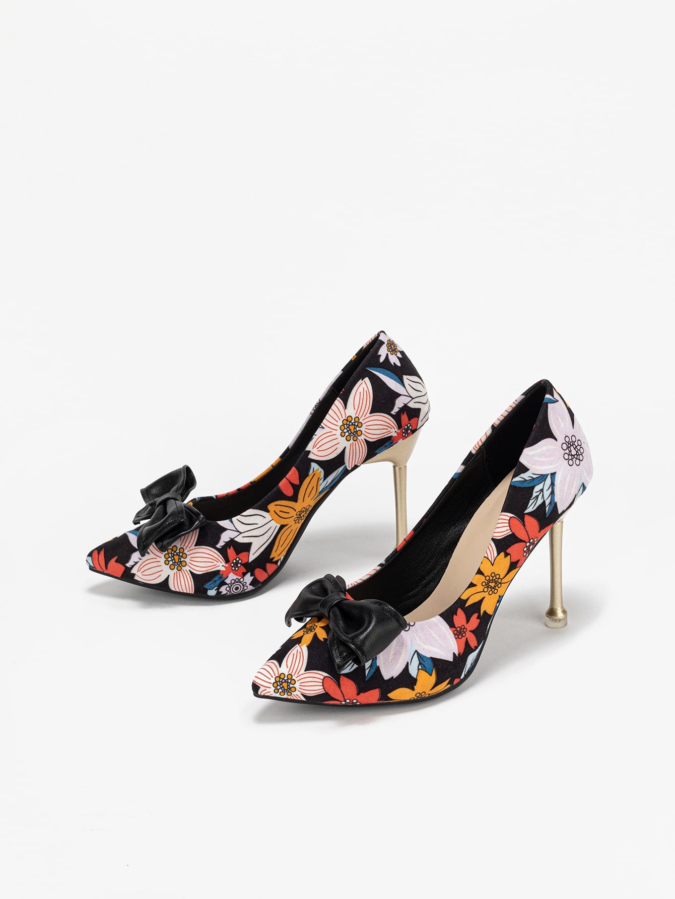 Women Leopard Print Bow Decor High Heel Party Dress Shoes, Casual Everyday Wear