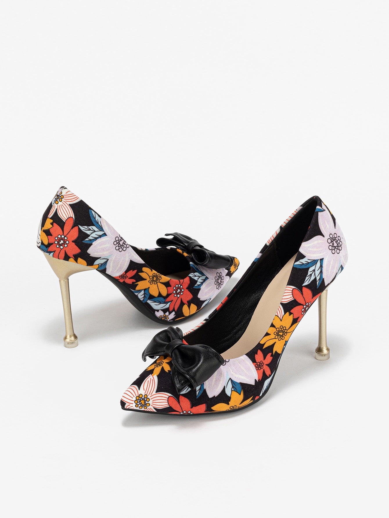 Women Leopard Print Bow Decor High Heel Party Dress Shoes, Casual Everyday Wear